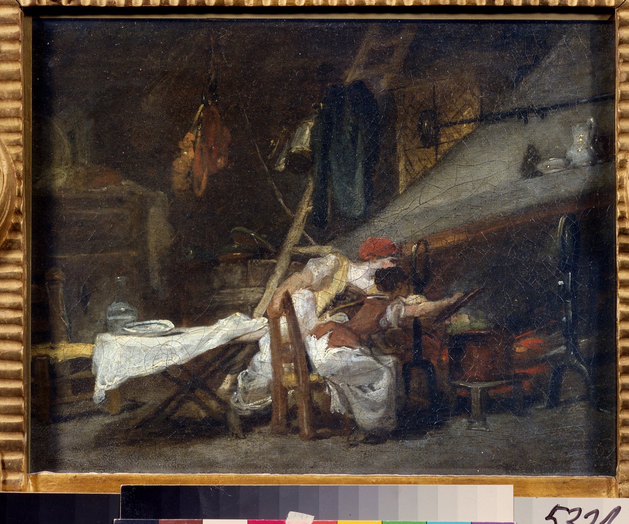Bij de kachel door Jean Honore Fragonard