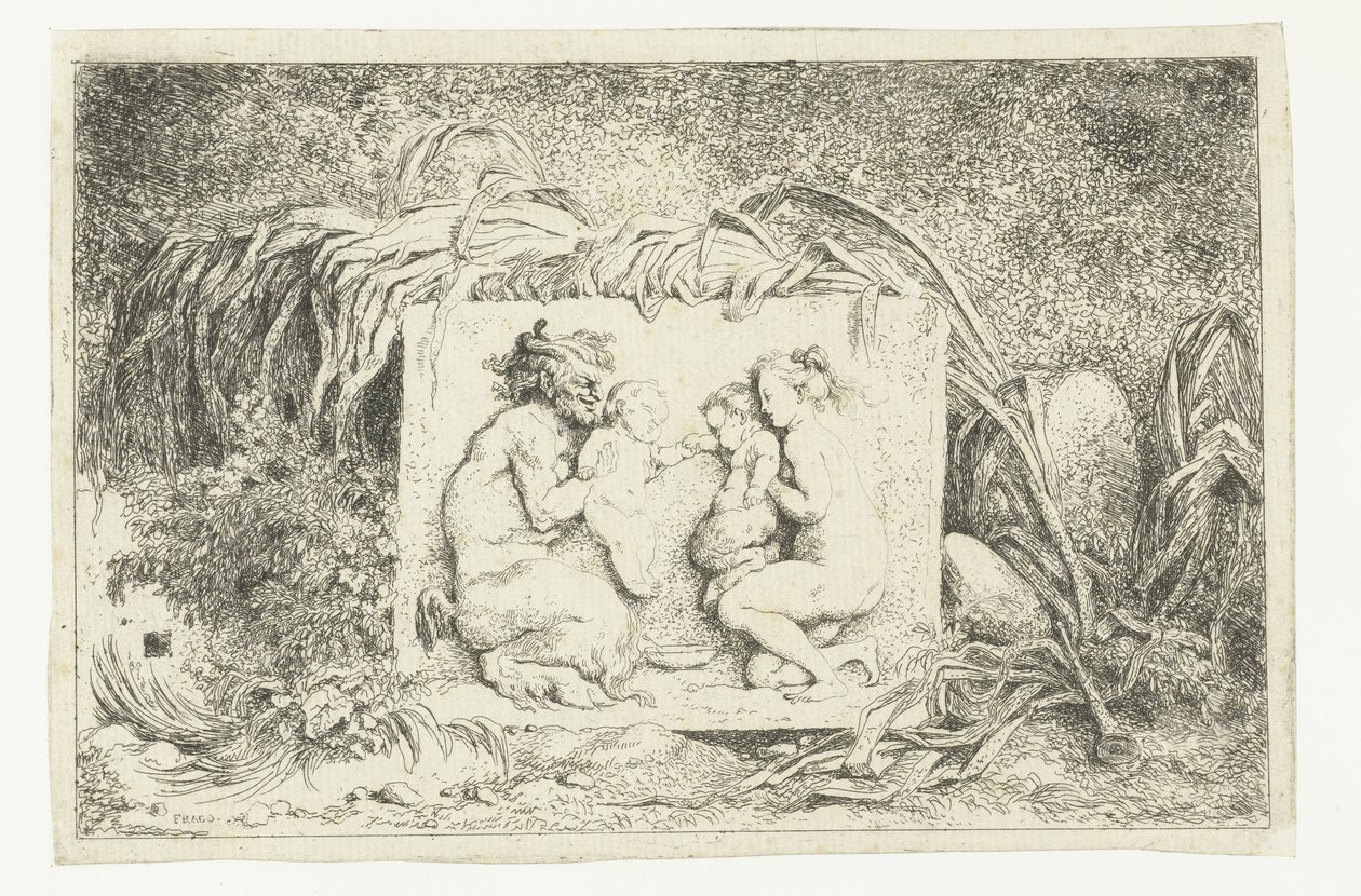 Sater en nimf met twee kinderen door Jean Honore Fragonard