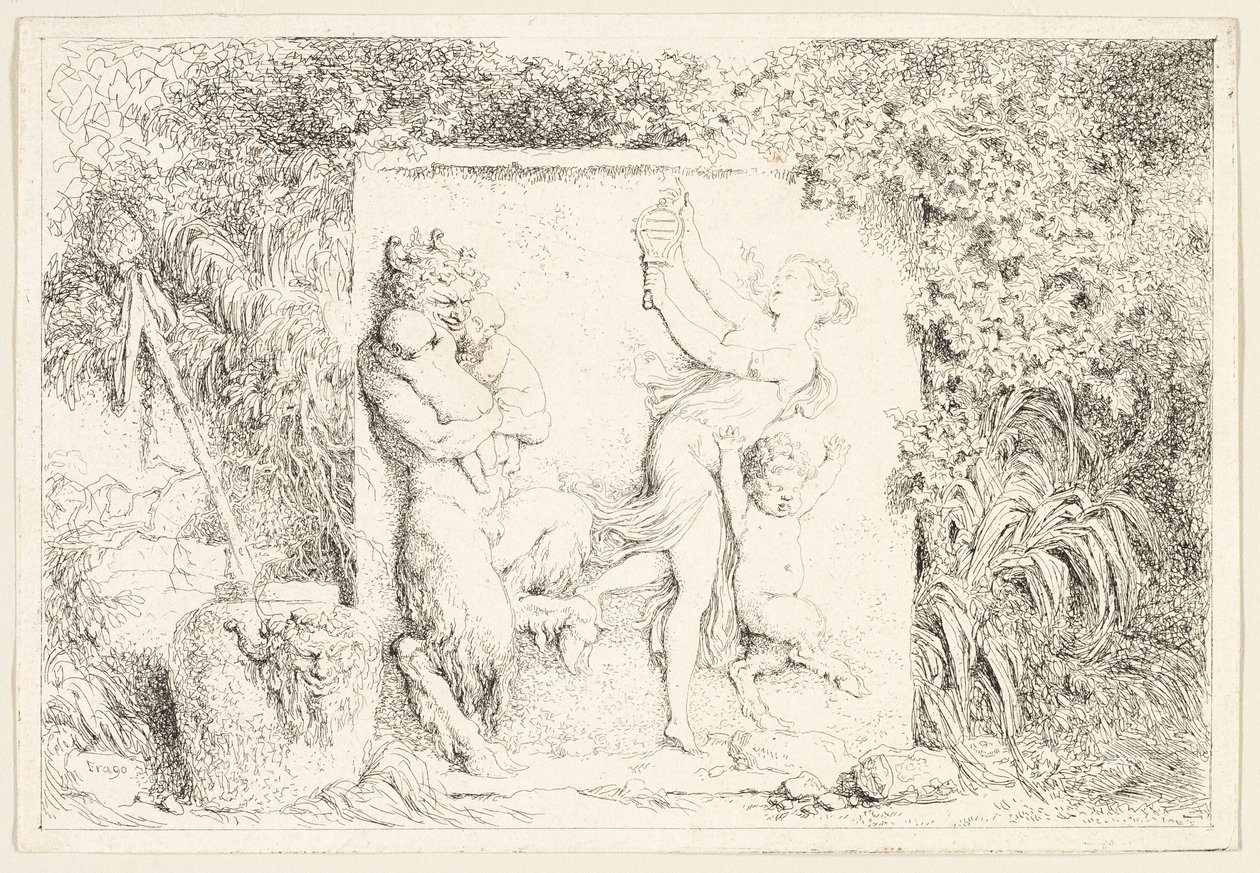 Saters Dansen van Bacchanales, of Saterspelen door Jean Honore Fragonard