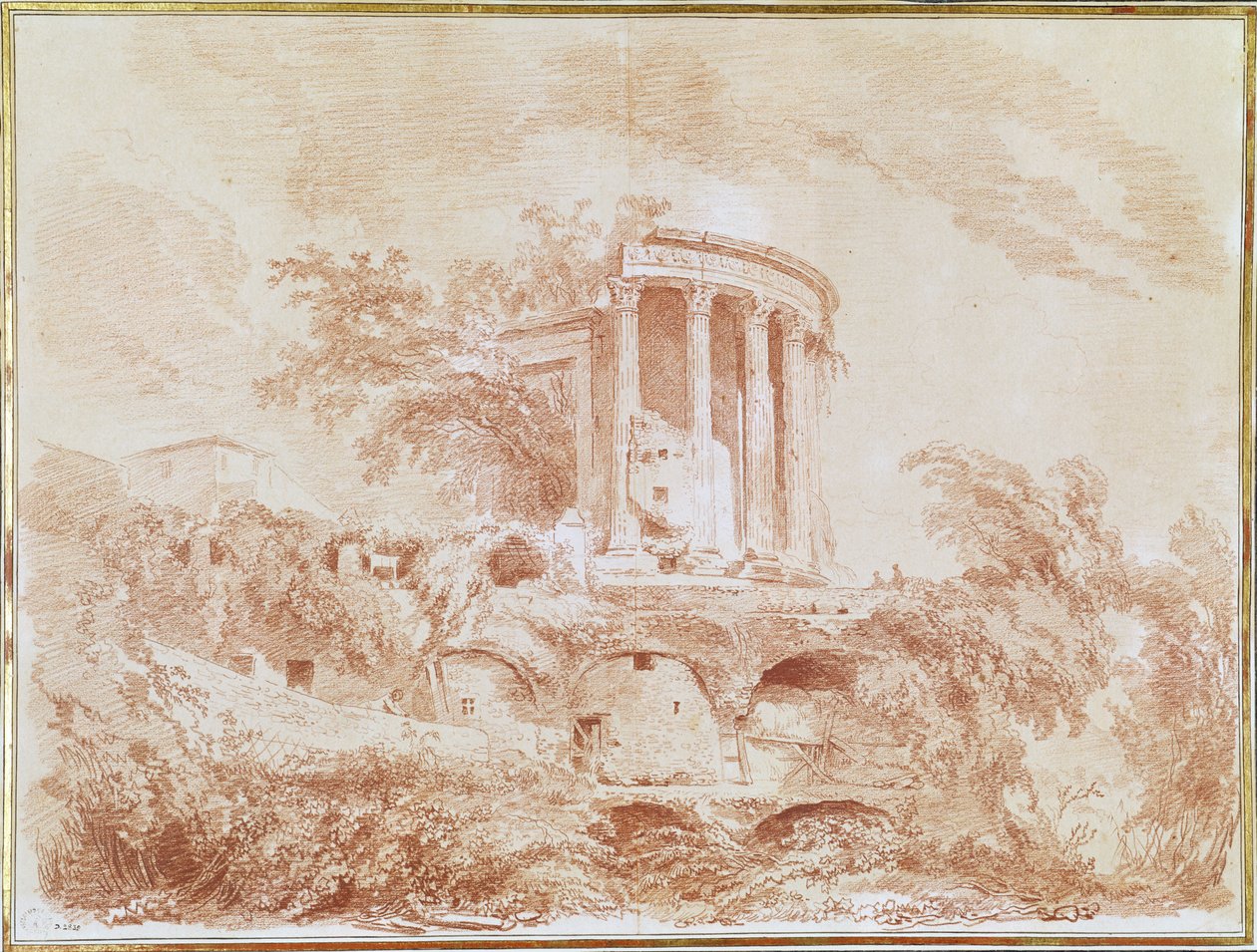 Tempel van de Sibylle in Tivoli door Jean Honore Fragonard
