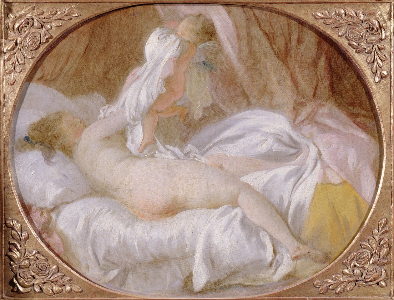Het hemd verwijderd of De dame die zich uitkleedt, voor 1778 door Jean Honore Fragonard