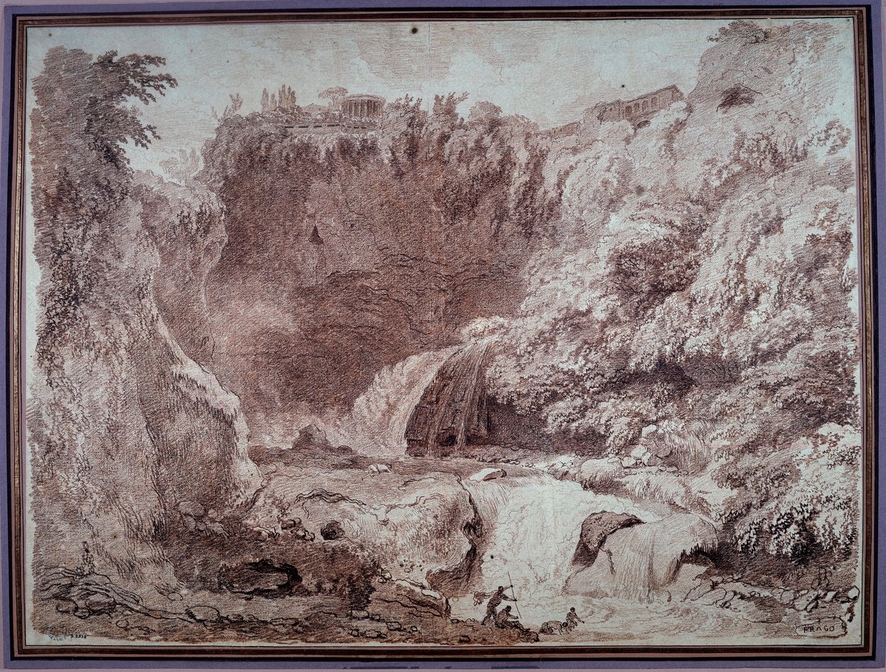 De grot van Neptunus in Tivoli door Jean-Honore Fragonard