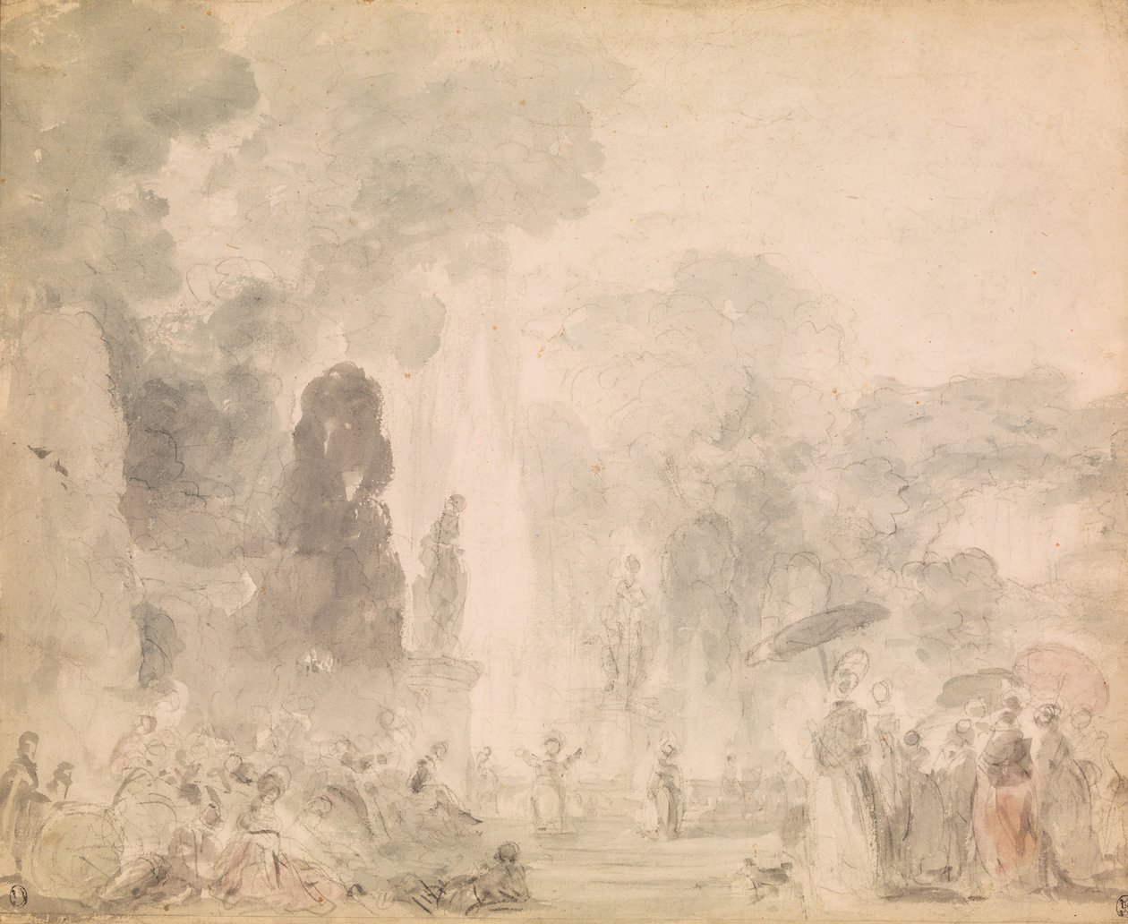 Uitzicht op een park, late 1770s door Jean Honore Fragonard