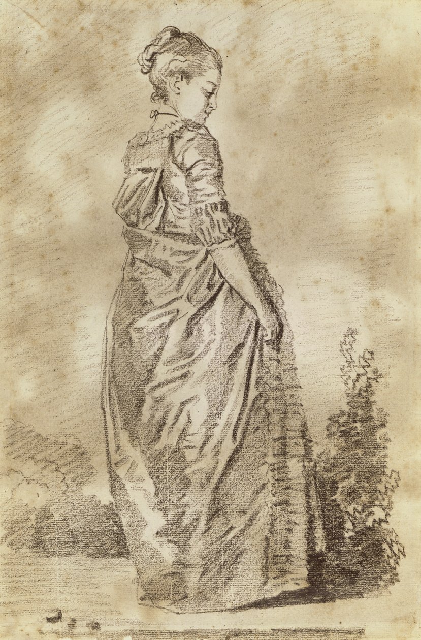 Jonge vrouw wandelend door Jean Honore Fragonard