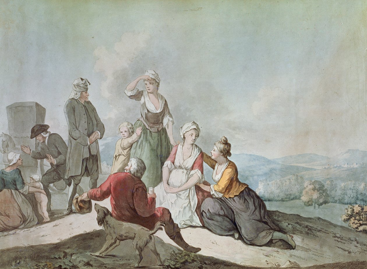 Voltaire in gesprek met de boeren in Ferney door Jean Huber