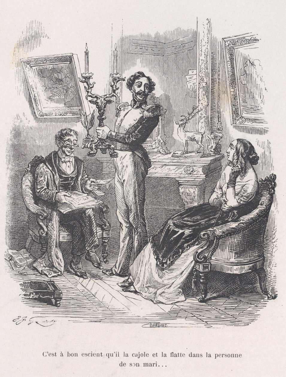Het is goed dat hij haar vleit en vleit voor haar man, uit de Kleine Miseri... door Jean Ignace Isidore Gérard