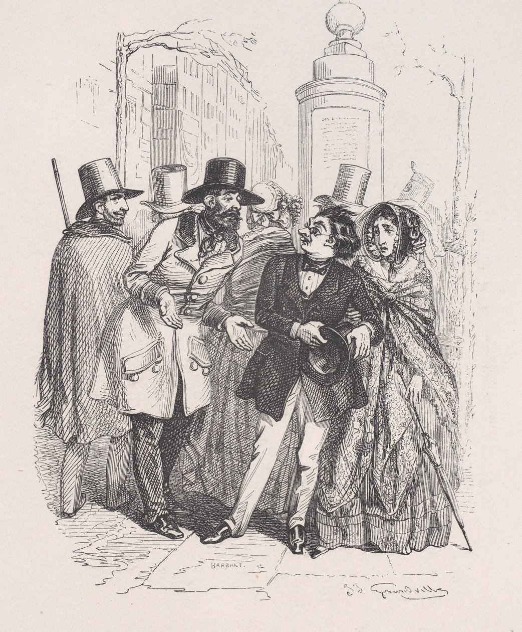 Men zou je drie jaar kunnen verwijten als je hun hoed liet vallen. uit de Kleine M... door Jean Ignace Isidore Gérard