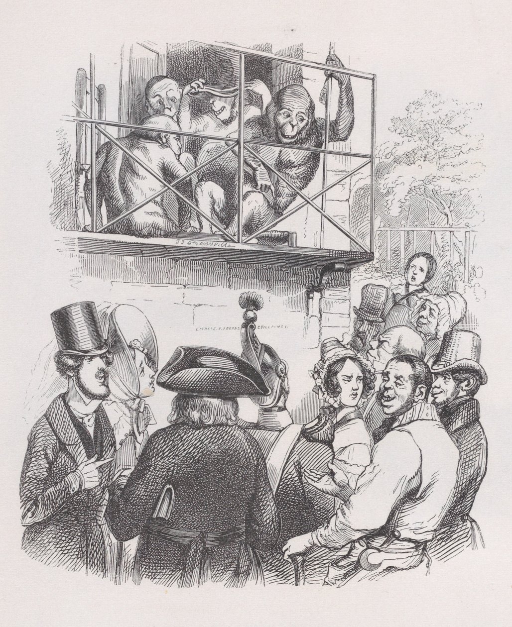 Orang-oetans uit De Volledige Werken van Béranger, 1836 door Jean Ignace Isidore Gérard