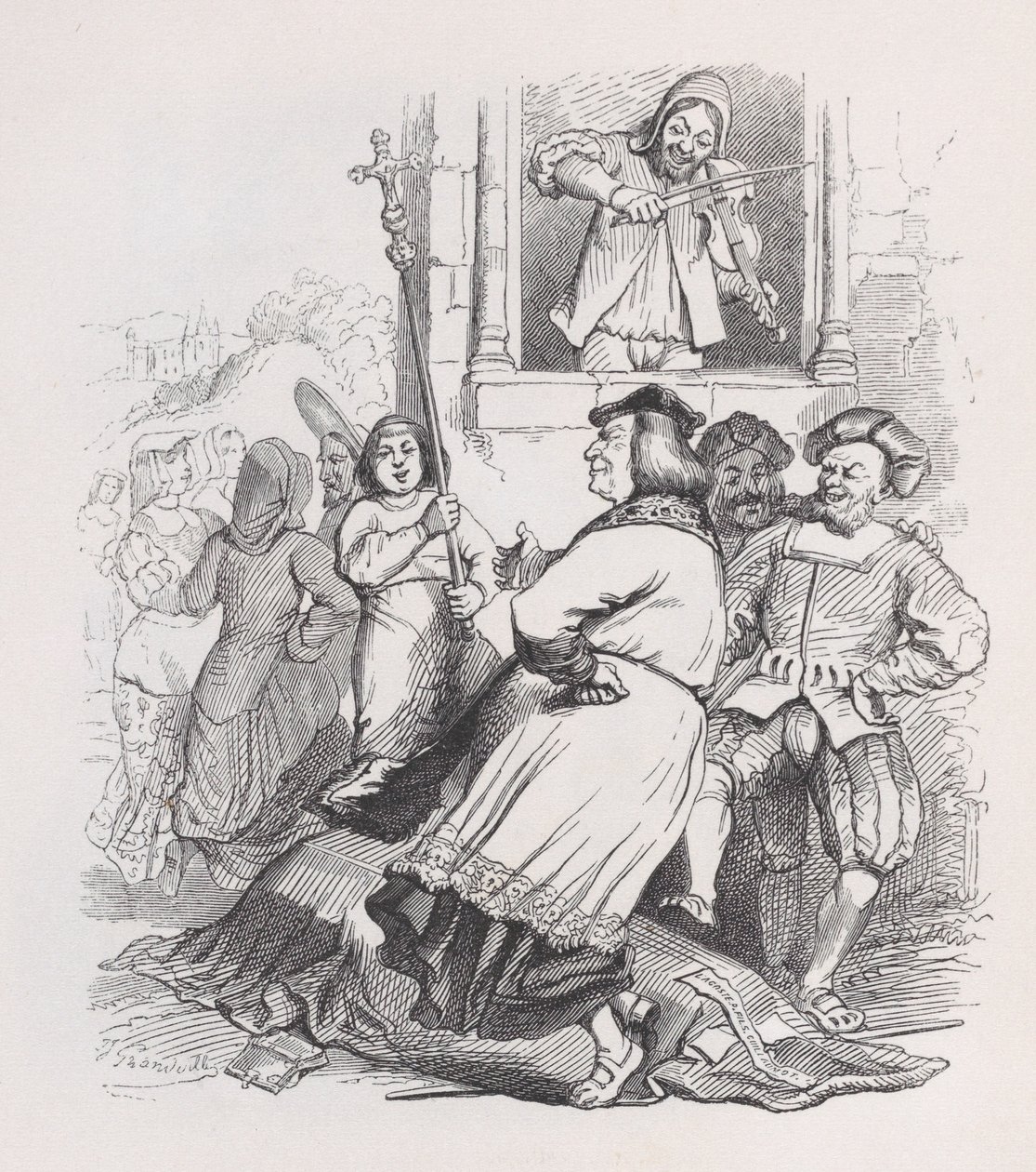 De Violist van Meudon uit De Volledige Werken van Béranger, 1836 door Jean Ignace Isidore Gérard
