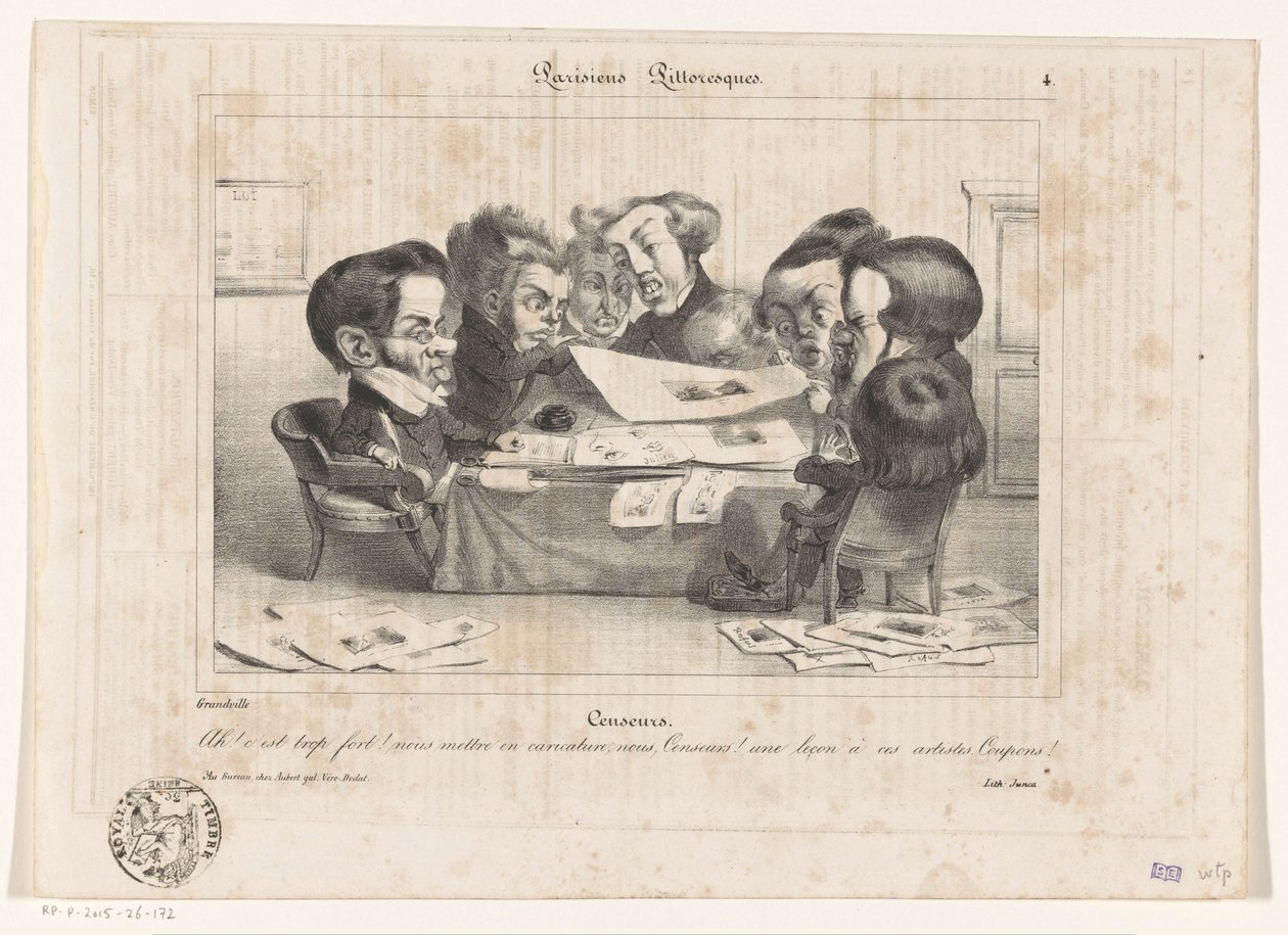 Karikatuur van Franse censoren door Jean Ignace Isidore Gérard Grandville