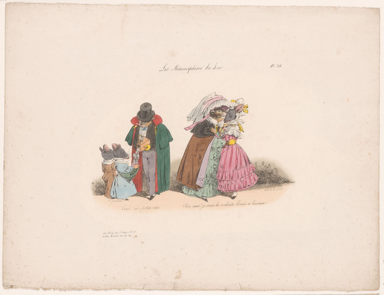 Katten gedragen zich vriendelijk tegen muizen door Jean Ignace Isidore Gérard Grandville