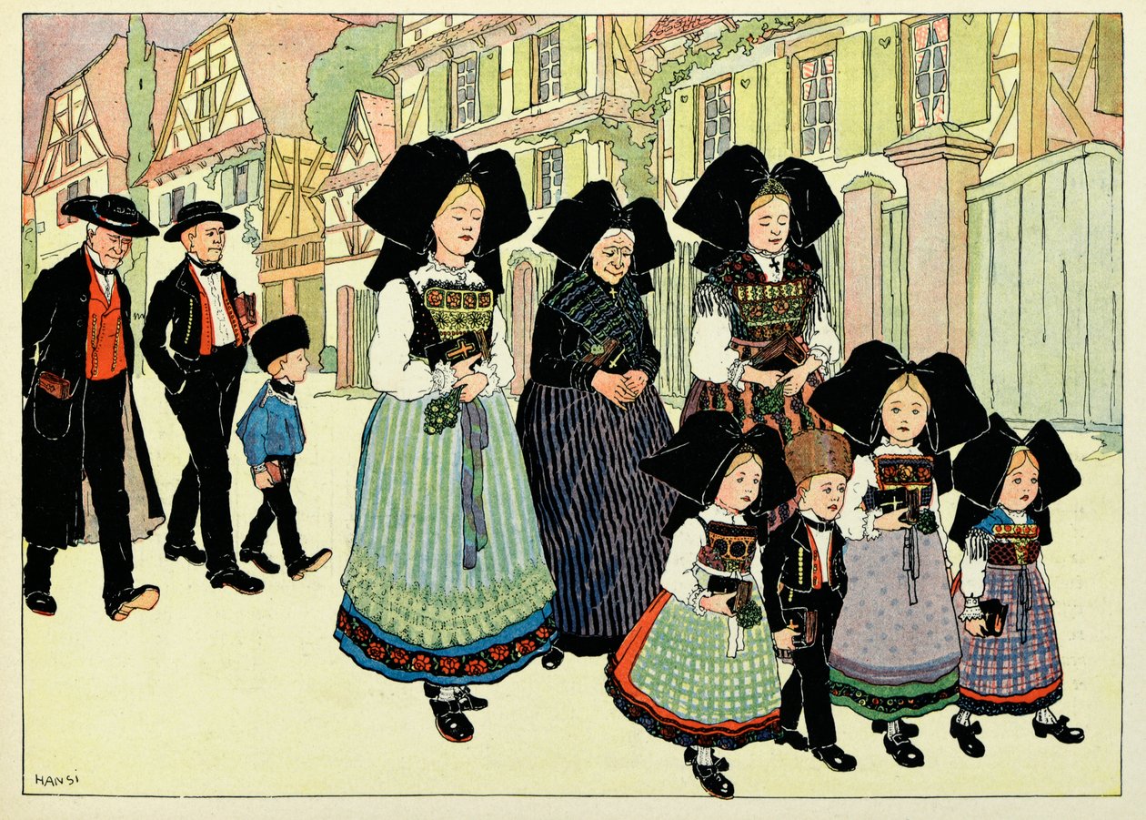 Mijn dorp, degenen die niet vergeten: Uit de kerk door Jean Jacques (1873 1951) Waltz