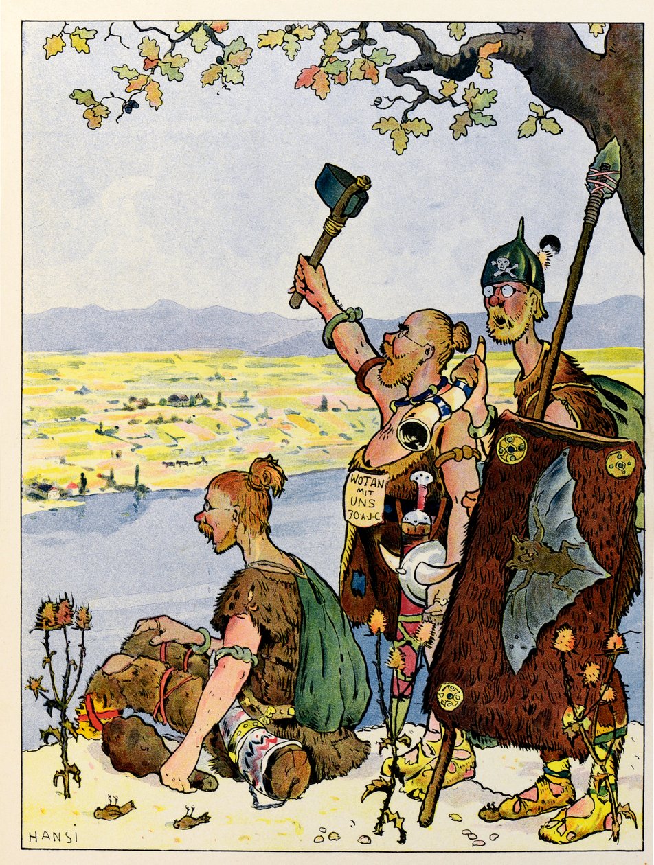Het verhaal van de Elzas vertelt de kinderen; De Germanen zien de Elzas aan de andere kant van de Rijn door Jean Jacques (1873 1951) Waltz