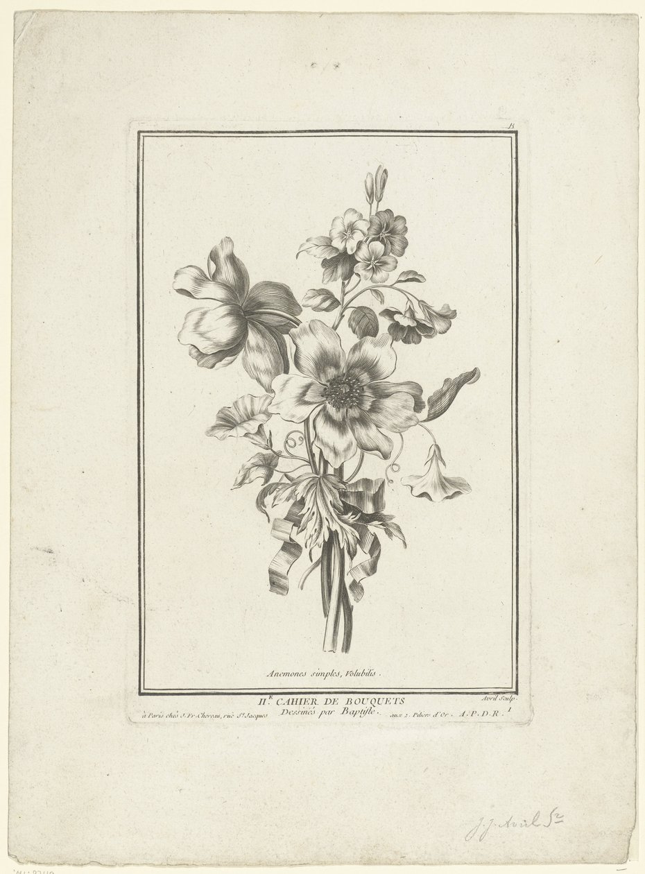 Boeket van anemoon en winde door Jean Jacques Avril (I)