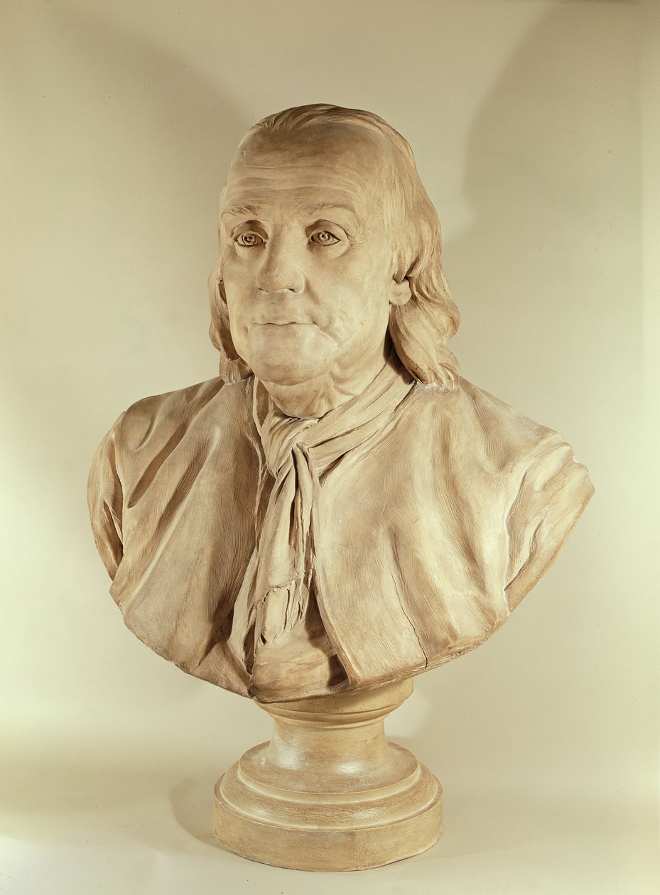 Buste van Benjamin Franklin door Jean Jacques Caffieri