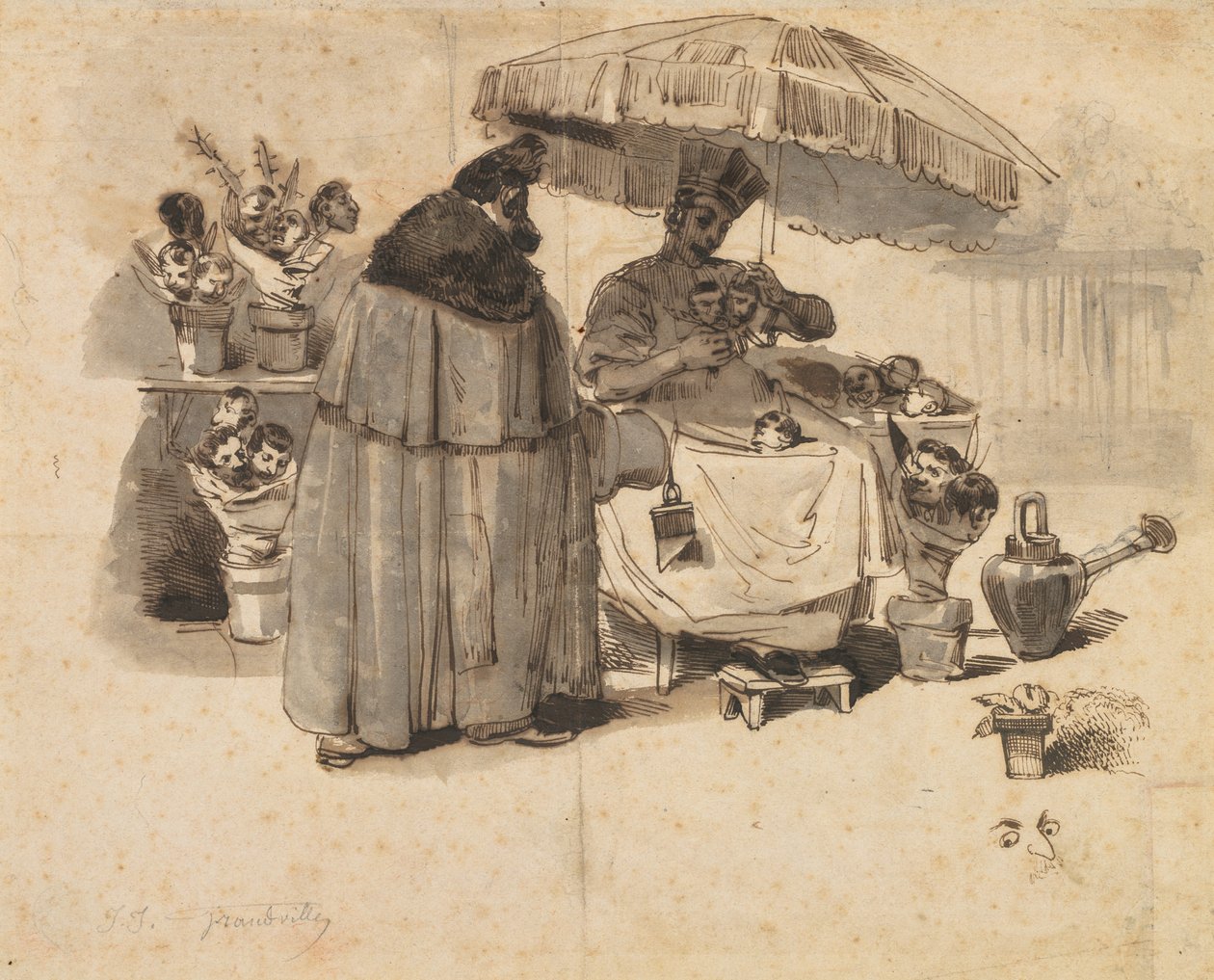 Studie voor "Au Bouquet de persil" door Jean Jacques Grandville