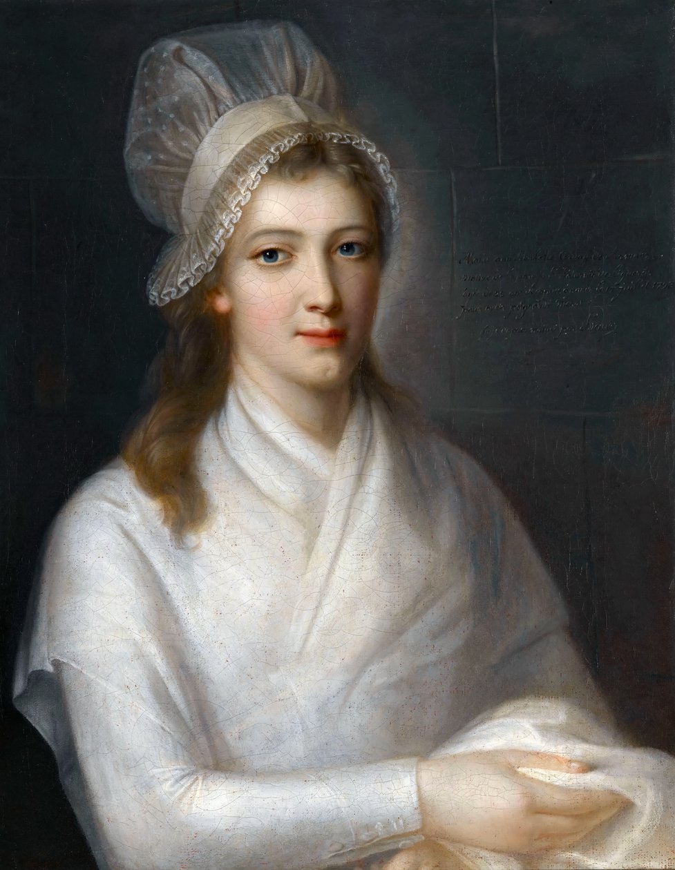 Portret van Charlotte Corday door Jean Jacques Hauer