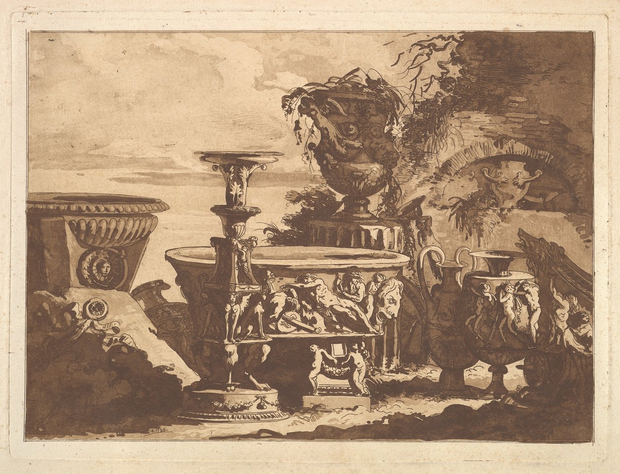 Compositie met de Medici-vaas, uit Recueil de Compositions par Lagrenée Le Jeune Coll... door Jean Jacques Lagrenee