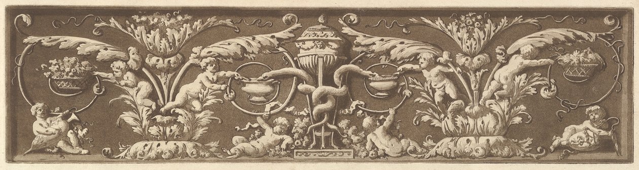 Ornamentale Fries met Putti en Verstrengelde Slangen, uit Recueil de Différentes Compositi..., 1784 door Jean Jacques Lagrenee