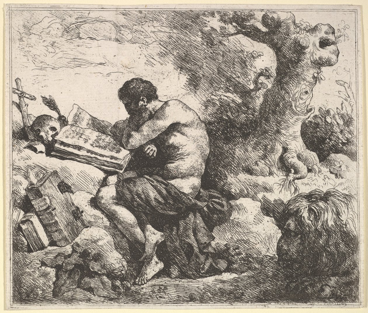 St. Hiëronymus in een landschap, 1762-63 door Jean Jacques Lagrenee