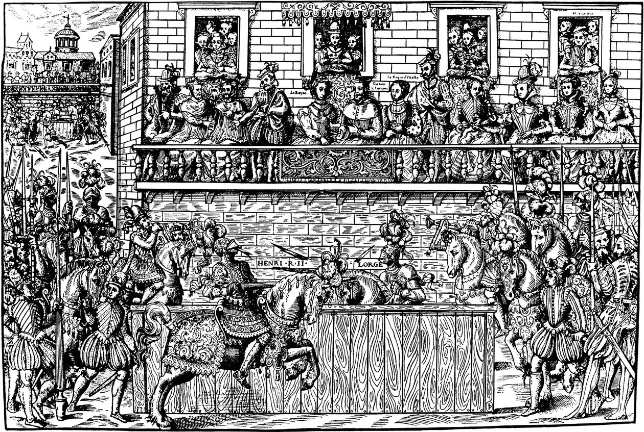 De dood van koning Hendrik II bij het toernooi, 1559-1570 door Jean Jacques Perrissin