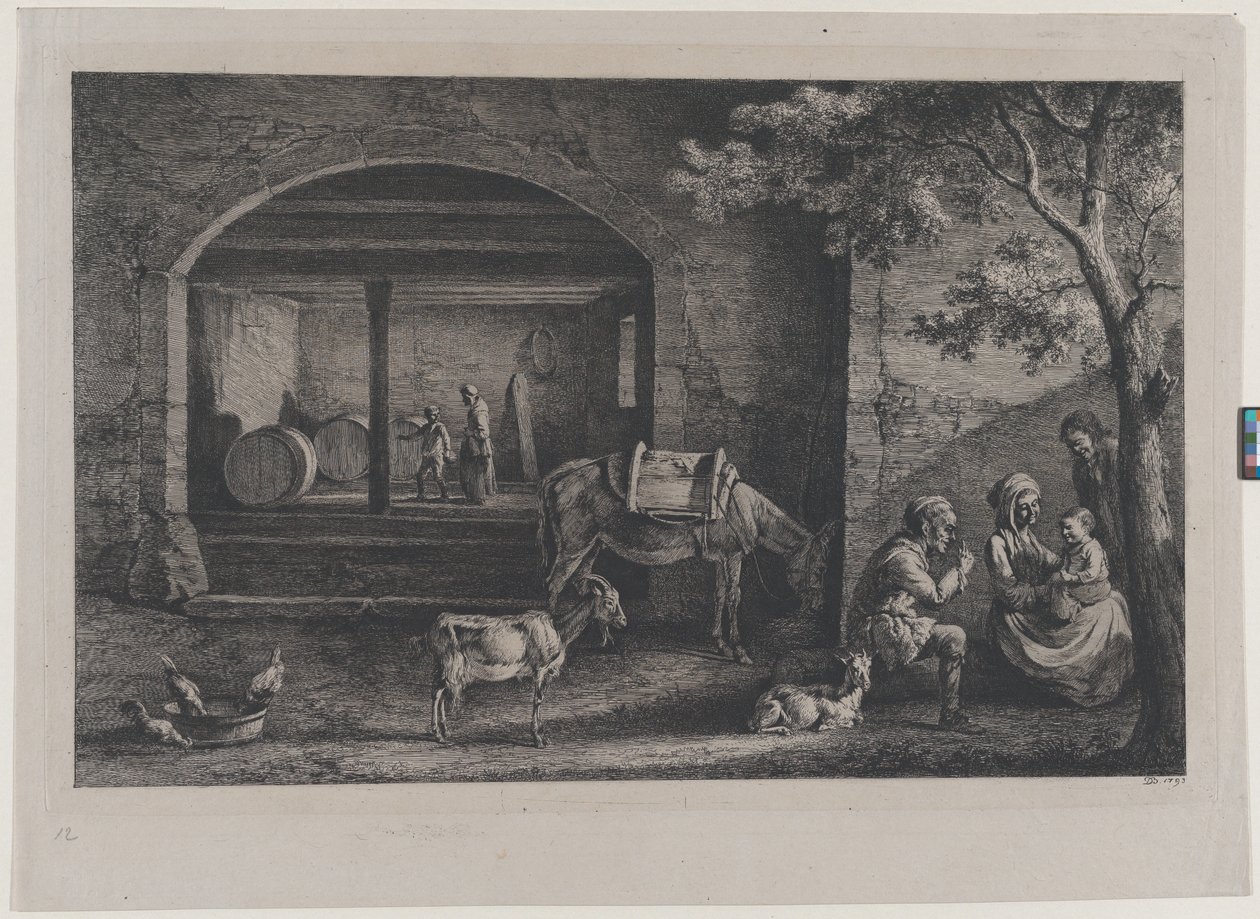 Interieur van een Boerderij in Saint-Jean-de-Touslas, 1793 door Jean Jacques de Boissieu
