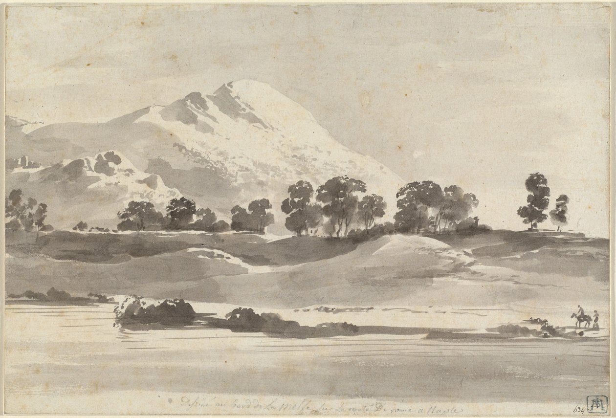 Berg Cairo vanaf de Overkant van de Melfa Rivier door Jean Jacques de Boissieu