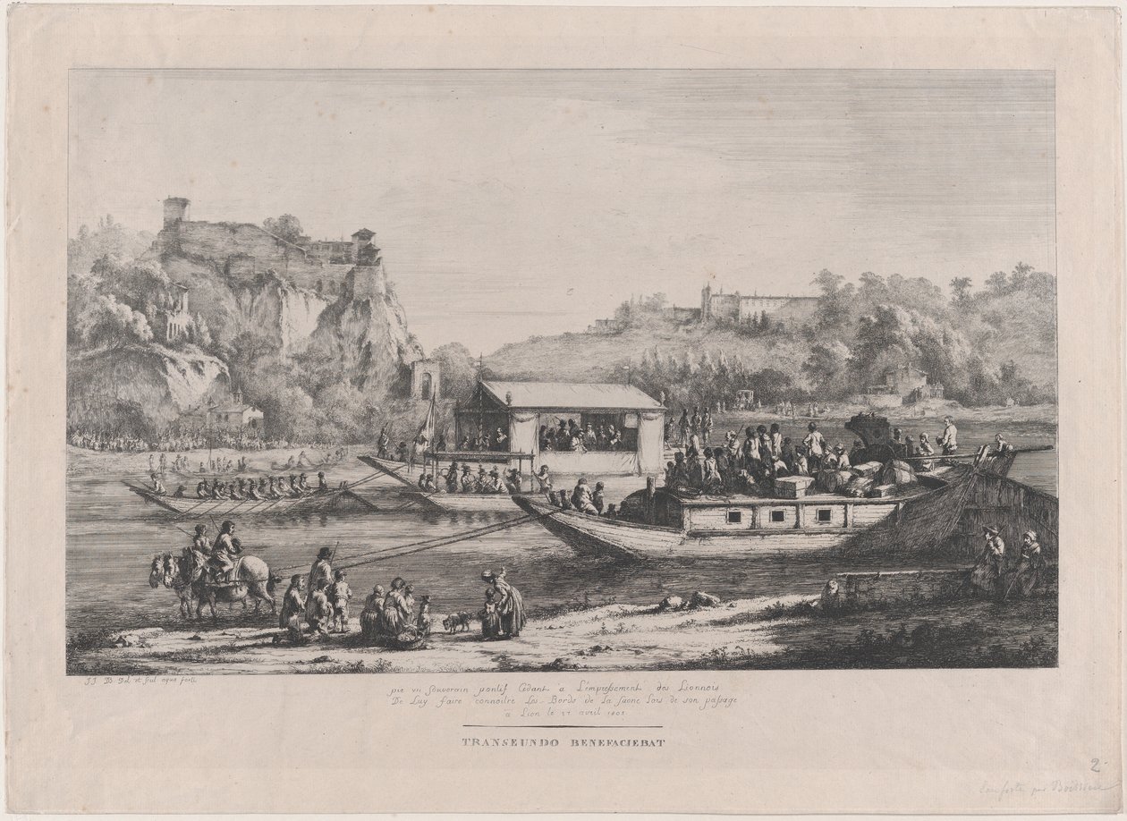 Paus Pius VII op de Saône, 1805 door Jean Jacques de Boissieu