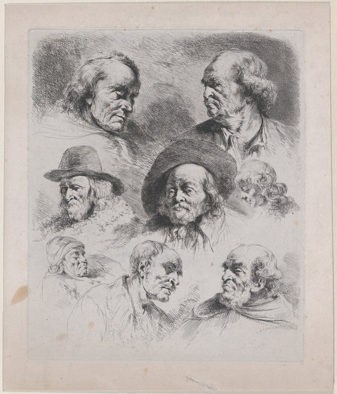 Studie van Acht Hoofden door Jean-Jacques de Boissieu