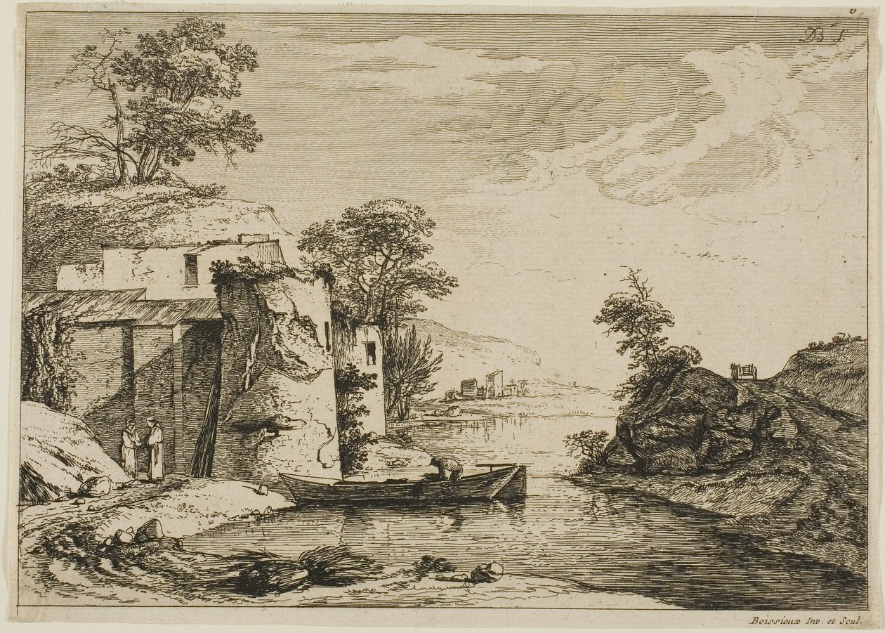 De Oude Toren aan de Rand van een Rivier door Jean Jacques de Boissieu