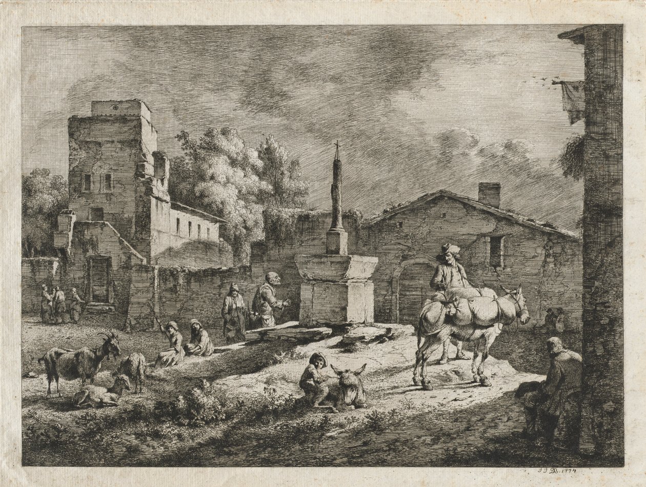 Uitzicht op Saint-Andeol, 1774 door Jean Jacques de Boissieu