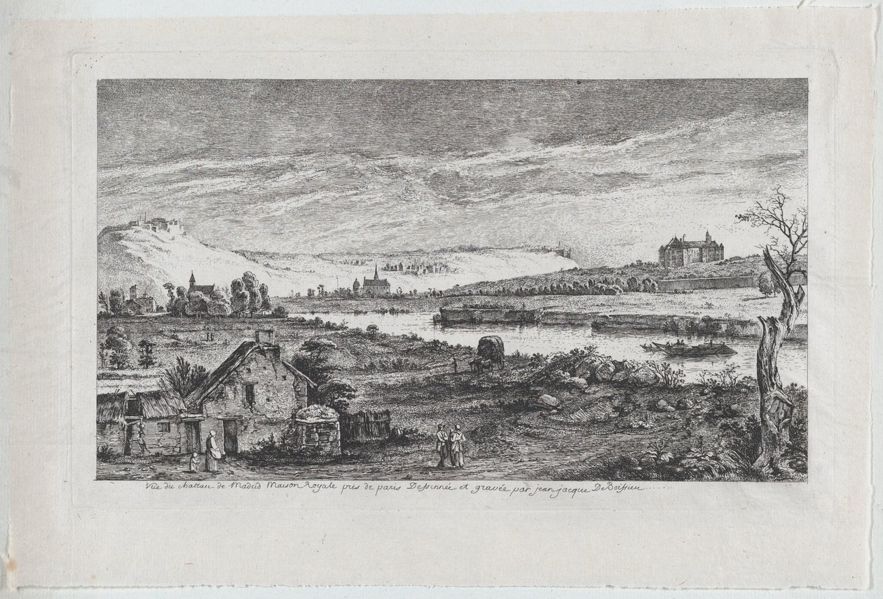 Zicht op het kasteel van Madrid, nabij Parijs, 1764 door Jean Jacques de Boissieu