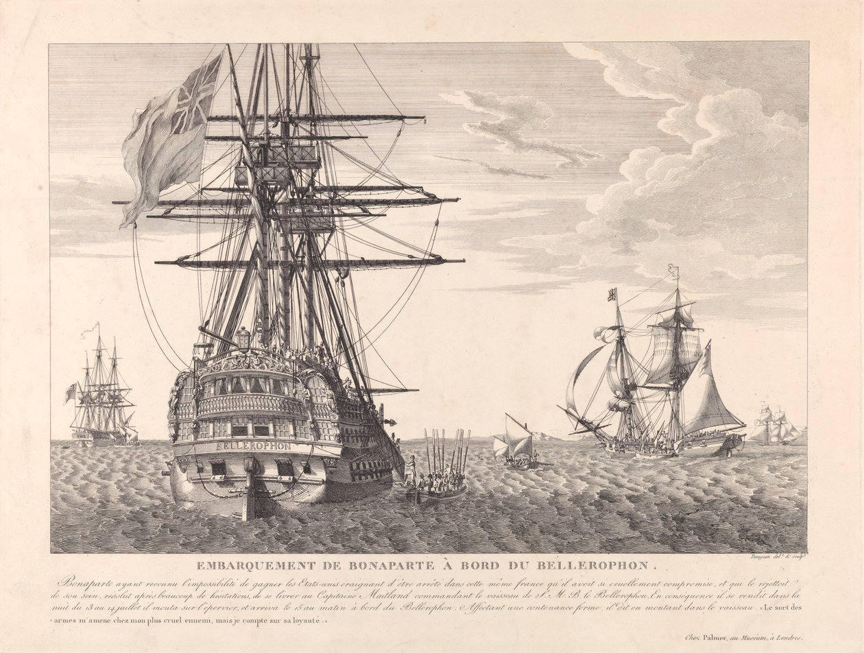 Napoleon geeft zich over aan Kapitein Frederick Lewis Maitland op 15 juli 1815, c.1815 door Jean Jerome Baugean