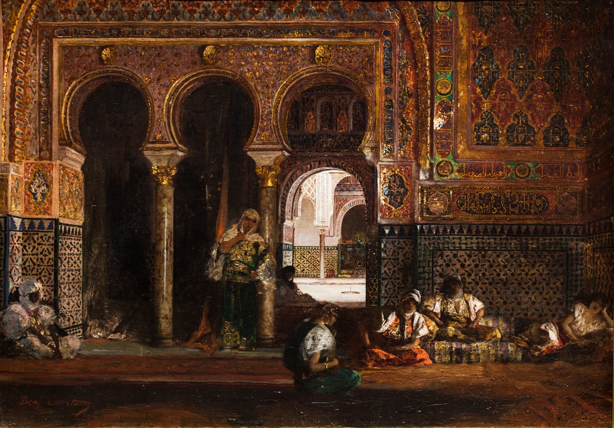 Haremscène, vijf vrouwen, ca. 1880 (Olieverf op doek) door Jean Joseph Benjamin Constant