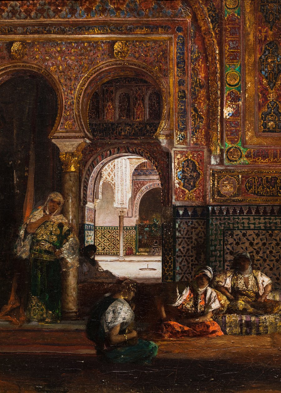 Haremscène, vijf vrouwen, circa 1880 (Olieverf op doek) door Jean Joseph Benjamin Constant