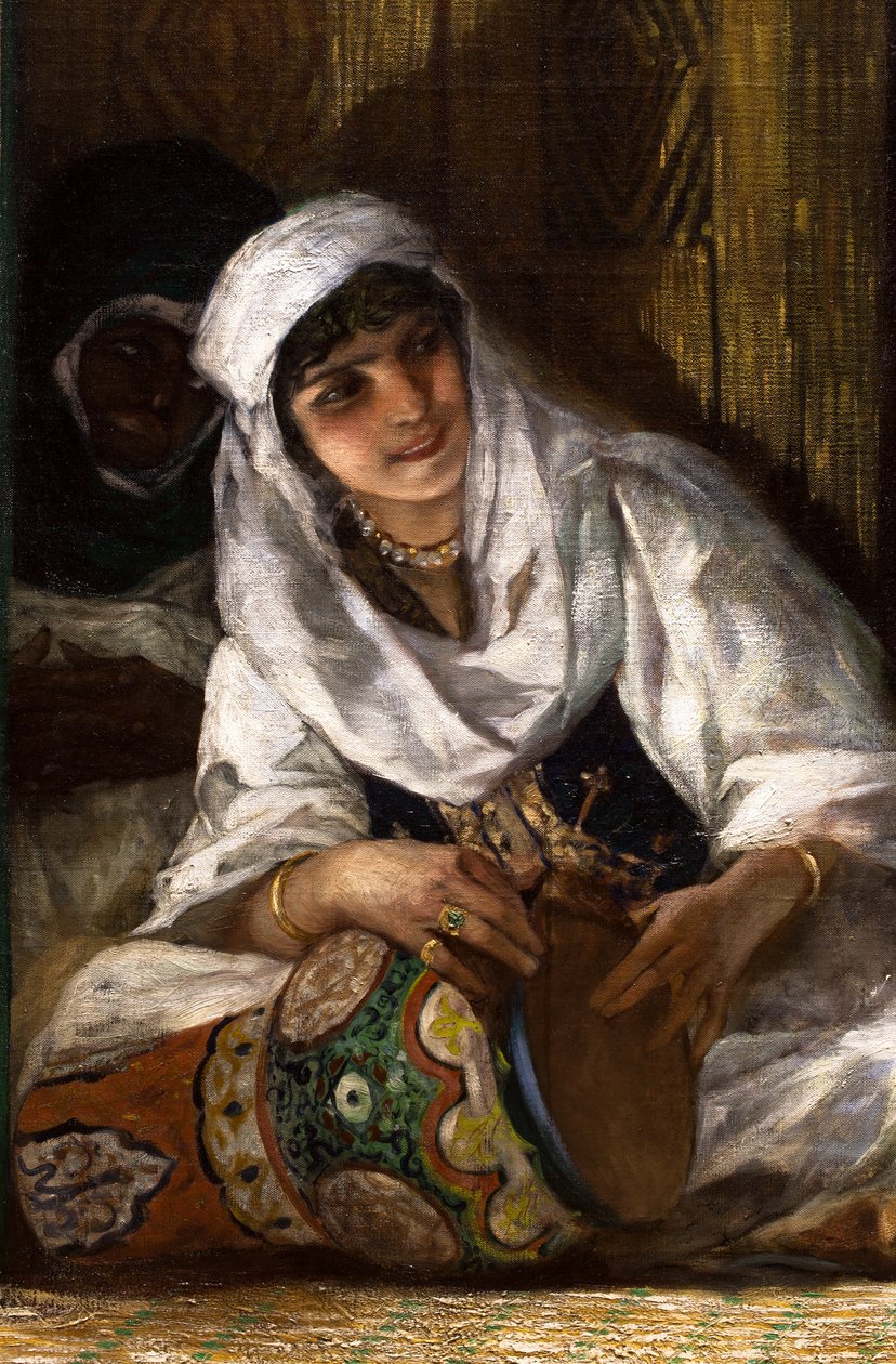 Interieur van een harem in Marokko (detail) door Jean Joseph Benjamin Constant