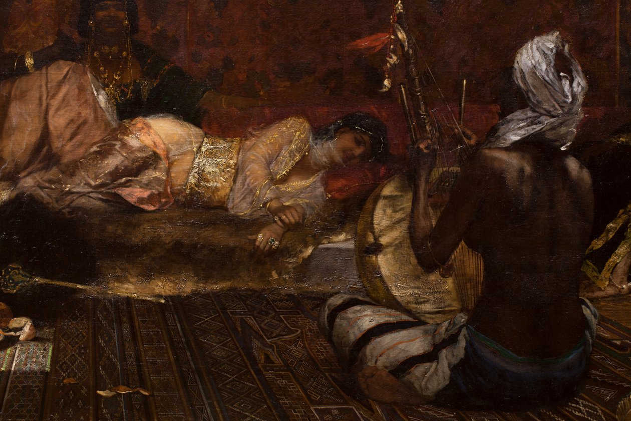 Interieur van een harem in Marokko (detail) door Jean Joseph Benjamin Constant
