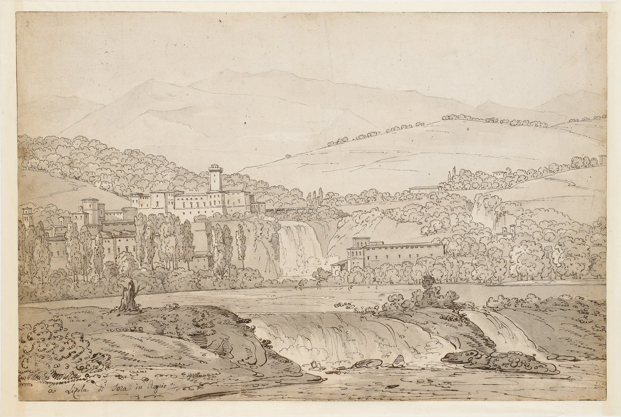 Uitzicht op Isola di Sora, nabij Napels door Jean Joseph Bidault