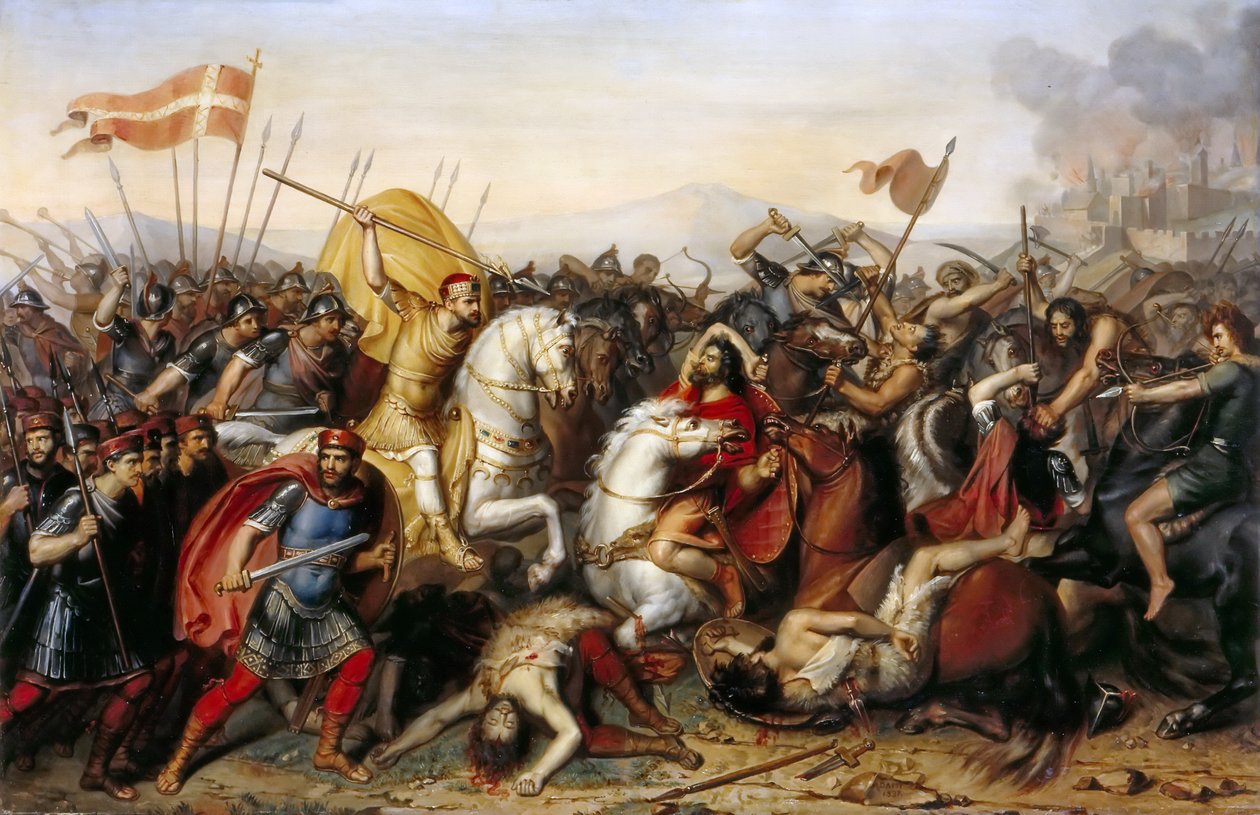 De slag bij Saucourt-en-Vimeu op 3 augustus 881 door Jean Joseph Dassy