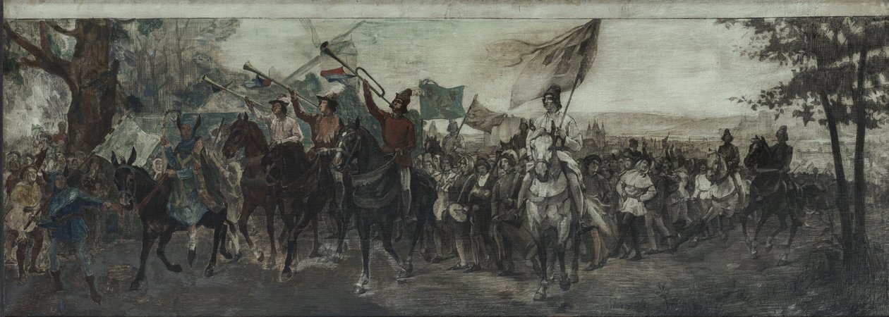 Schets voor de decoratie van de galerij in de Cour d