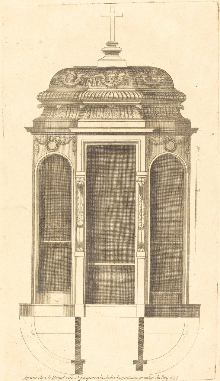 Plan en Elevatie van de Mooiste Biechtstoelen van Parijs, Zeer Getrouw Gemeten door Jean Le Blond