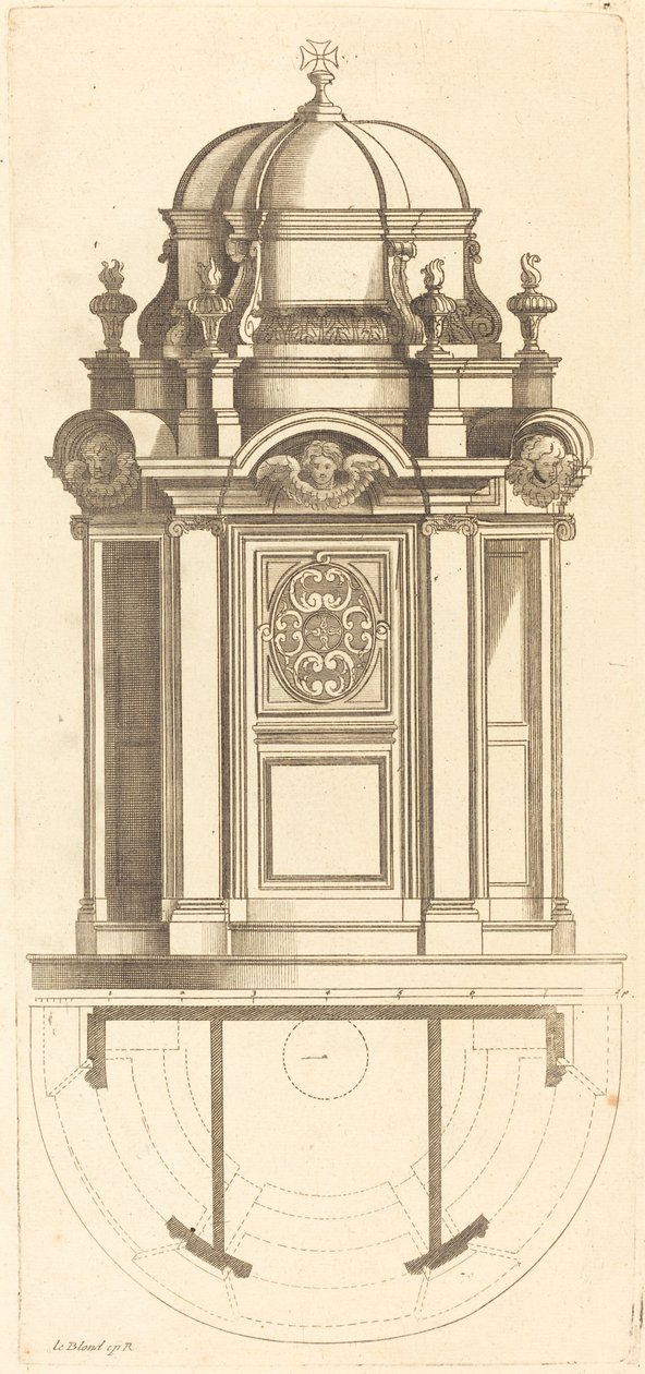 Plan en elevatie van de mooiste biechtstoelen van Parijs, zeer getrouw gemeten door Jean Le Blond