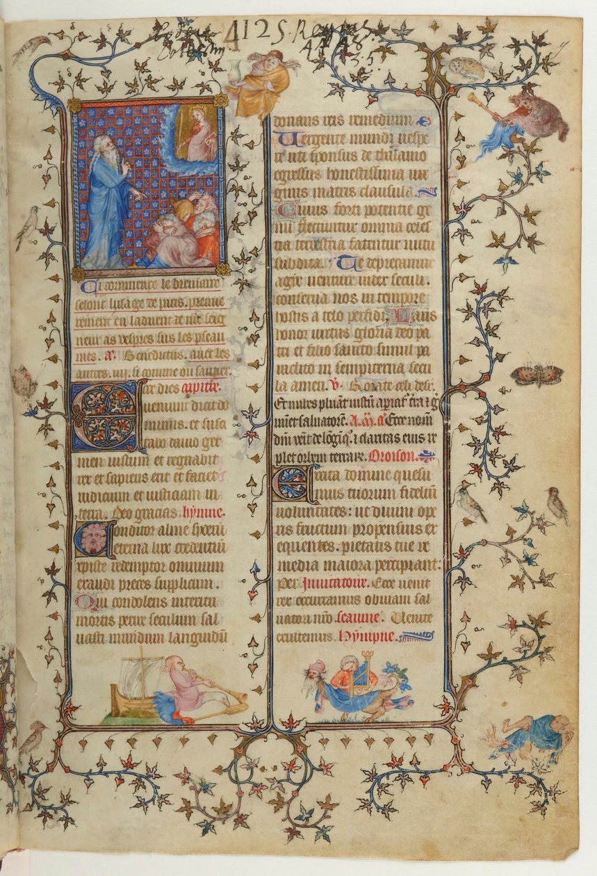 Bladzijde uit het Brevier van Karel V: Jesaja kondigt de komst van de Messias aan, met de verschijning van de Maagd Maria door Jean Le Noir