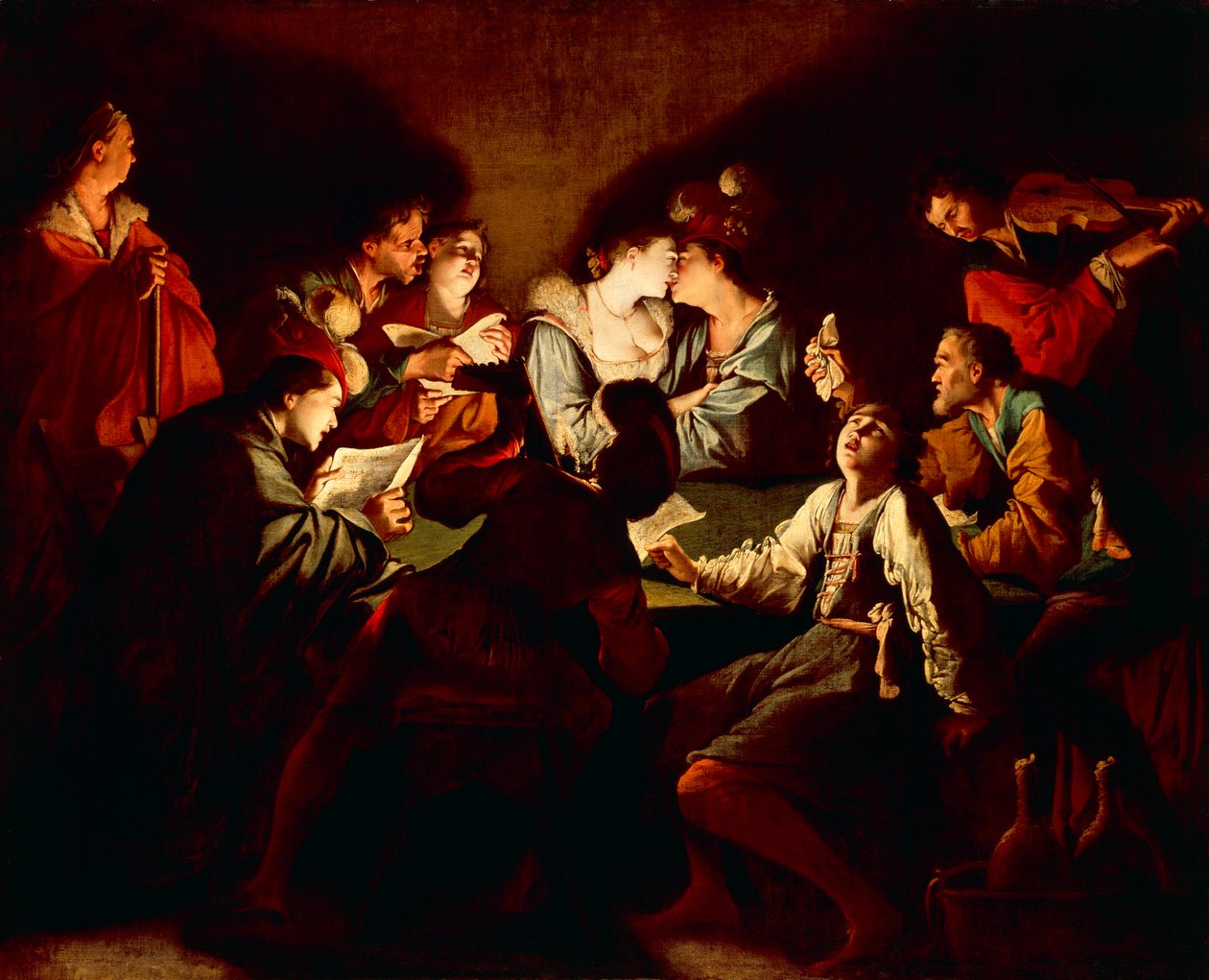 Nachtelijk concert c.1621/2 door Jean Leclerc