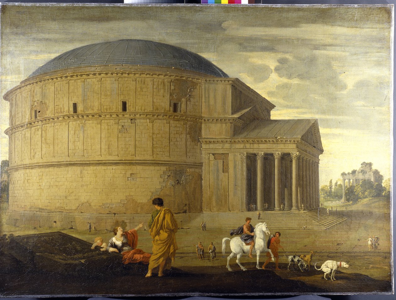 Capriccio uitzicht op het Pantheon met de tempel van Vespasianus door Jean Lemaire