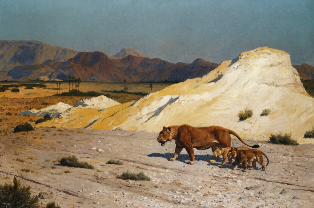 Leeuwin en Welpen door Jean Leon Gerome