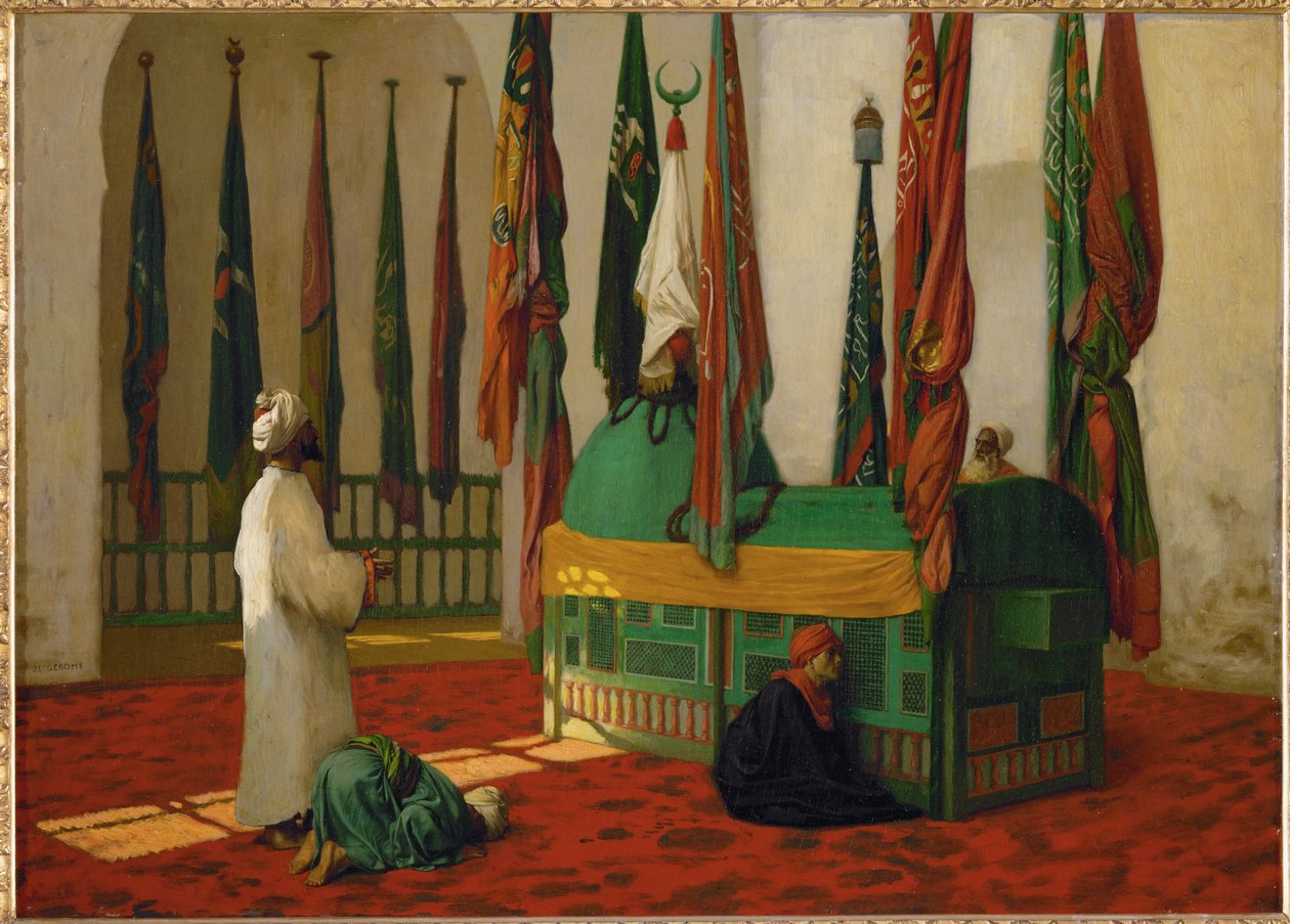 Gebed bij het mausoleum voor Sultan Quaytbay, Caïro (schilderij op doek) door Jean Leon Gerome