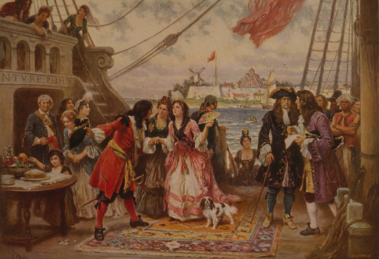Kapitein Kidd in de haven van New York door Jean Leon Gerome Ferris