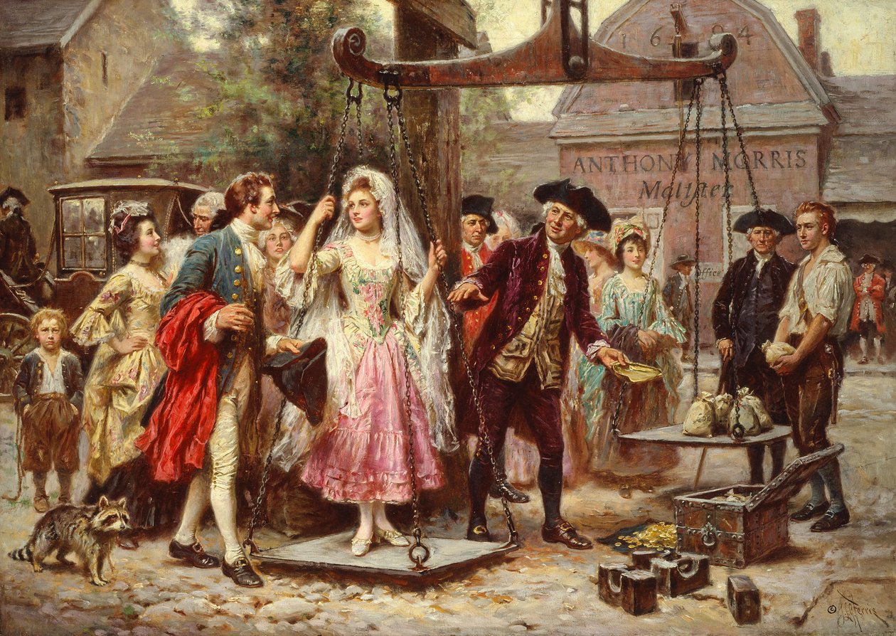 Haar gewicht in goud, ca. 1921 door Jean Leon Gerome Ferris