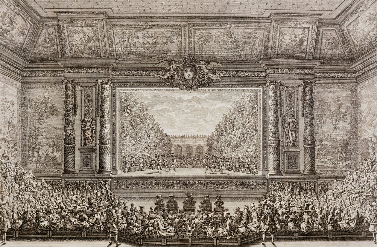 De feesten van Liefde en Bacchus door Jean-Baptiste Lully uitgevoerd in 1668 in het Kleine Park van Versailles, tijdens het festival in opdracht van door Jean Lepautre